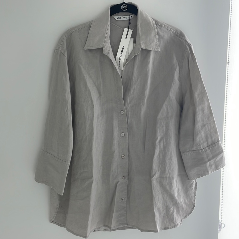 Zara Beige Linen Shirt
